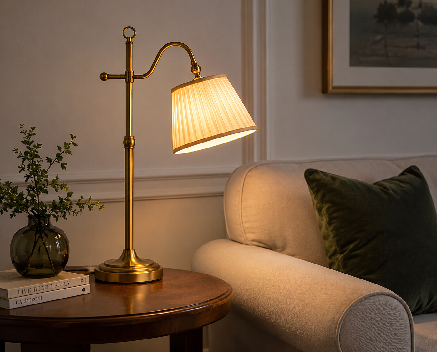 Elegant Retro Metal Fabric Bedside Table Lamp