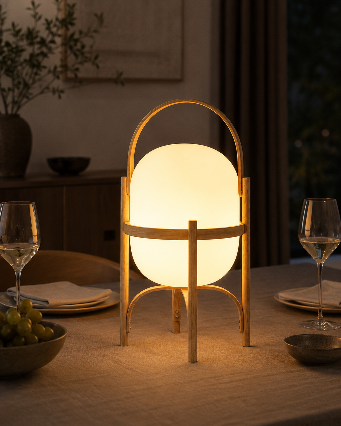 LanternGlow | Elegant Wooden Table Lamp for Living Room and Bedroom