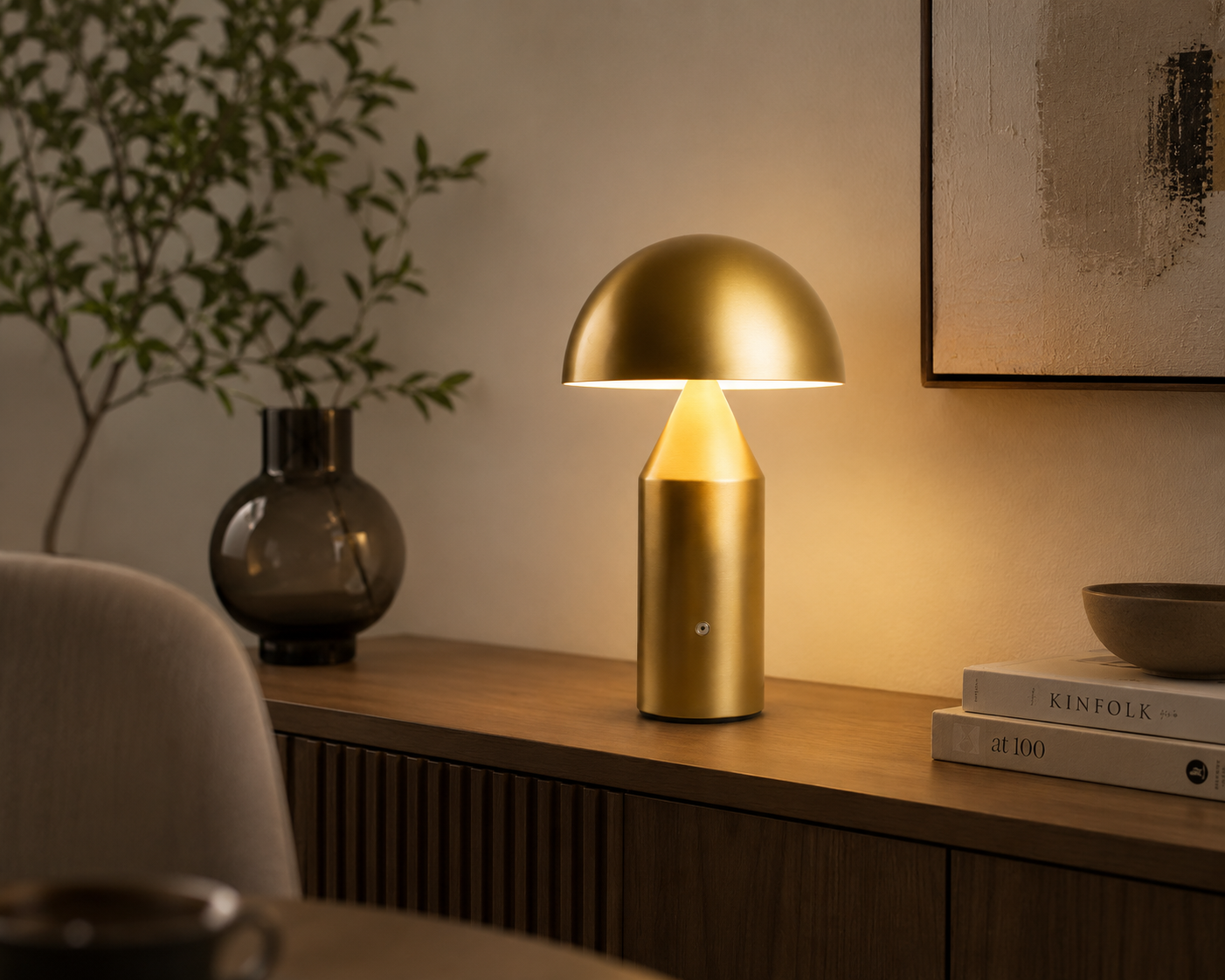 MetalShroom | Versatile Cordless Rechargeable Touch Dimmer Desk Lamp