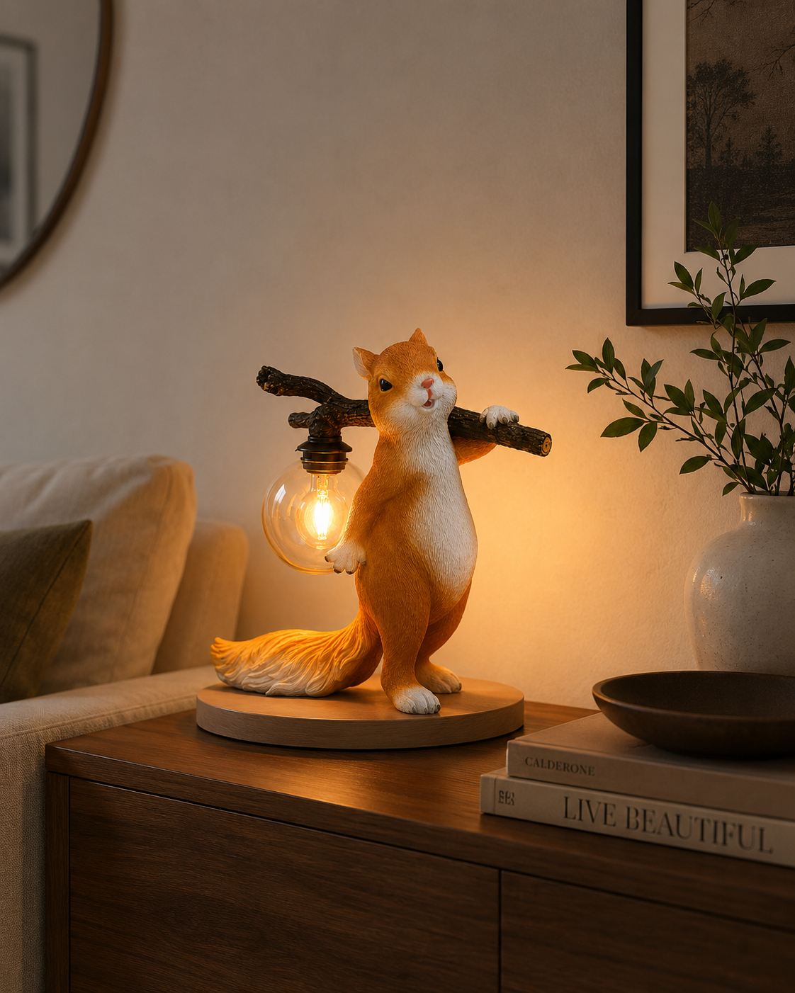 SquirrelGlow | Chic Minimalist LED Table Lamp for Bedroom and Desk