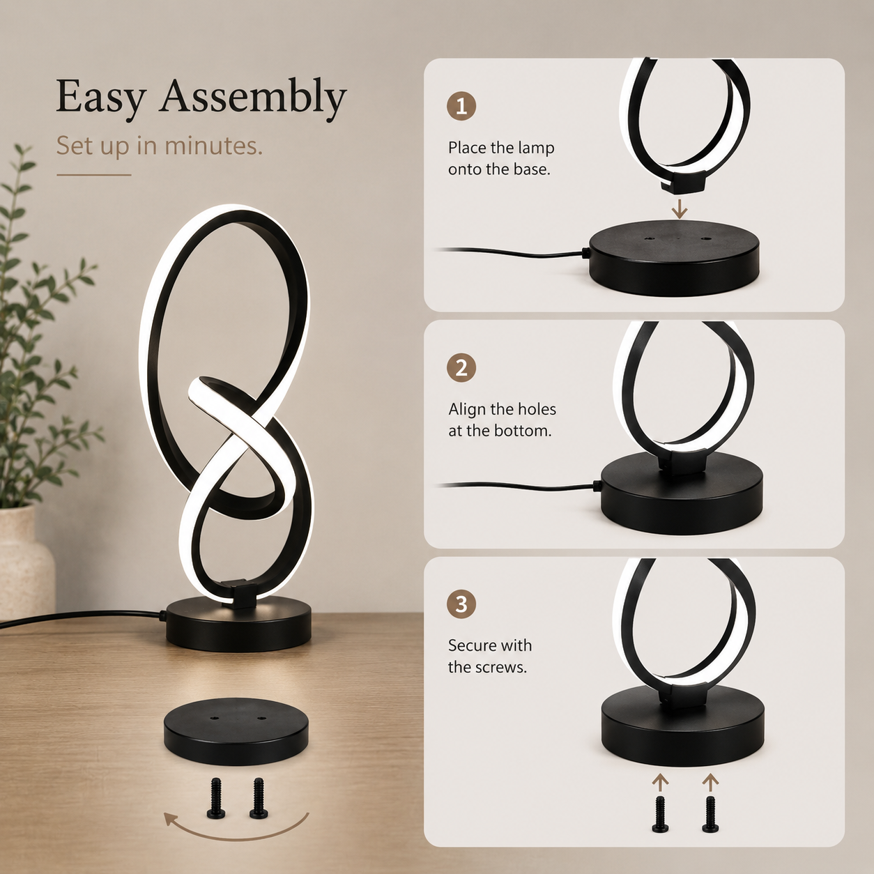 Ribbon Curve LED Table Lamp | USB Adjustable Brightness | Modern Creative Design