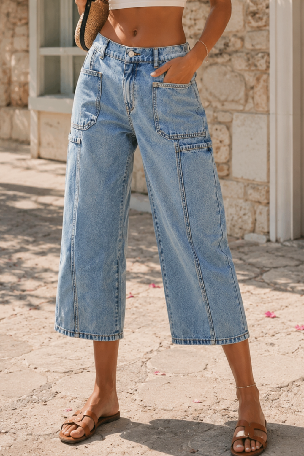 CARGO CROP JEANS