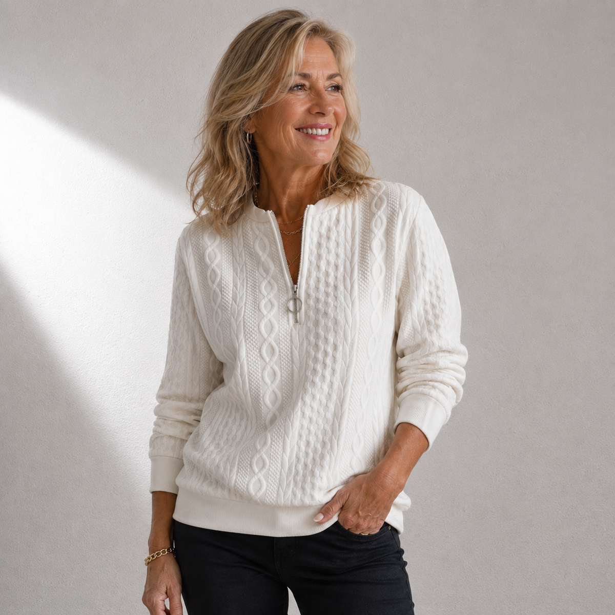 Heidi™ | Textured Quarter-Zip Sweater