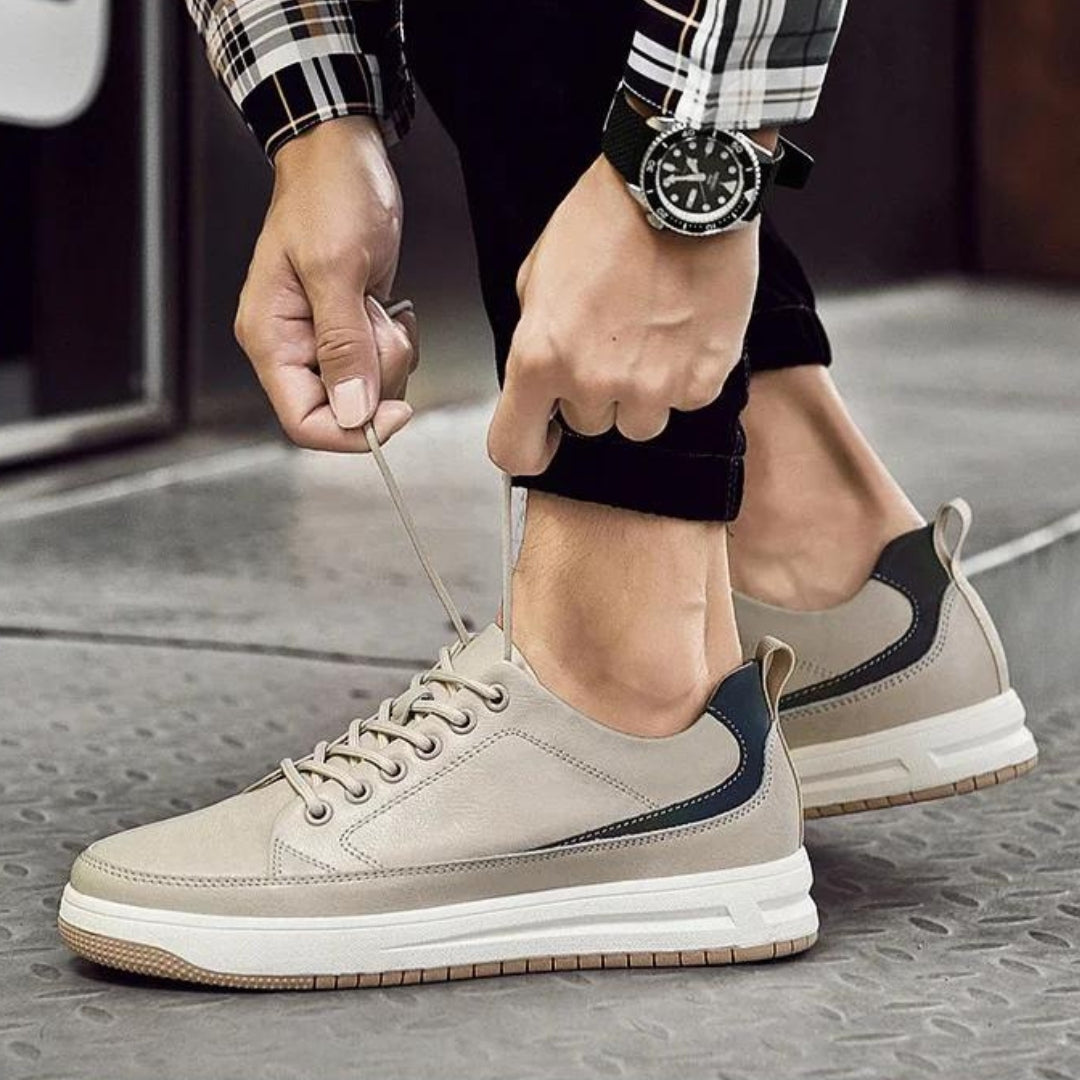Miles | Covert Height-Boosting Leather Sneakers