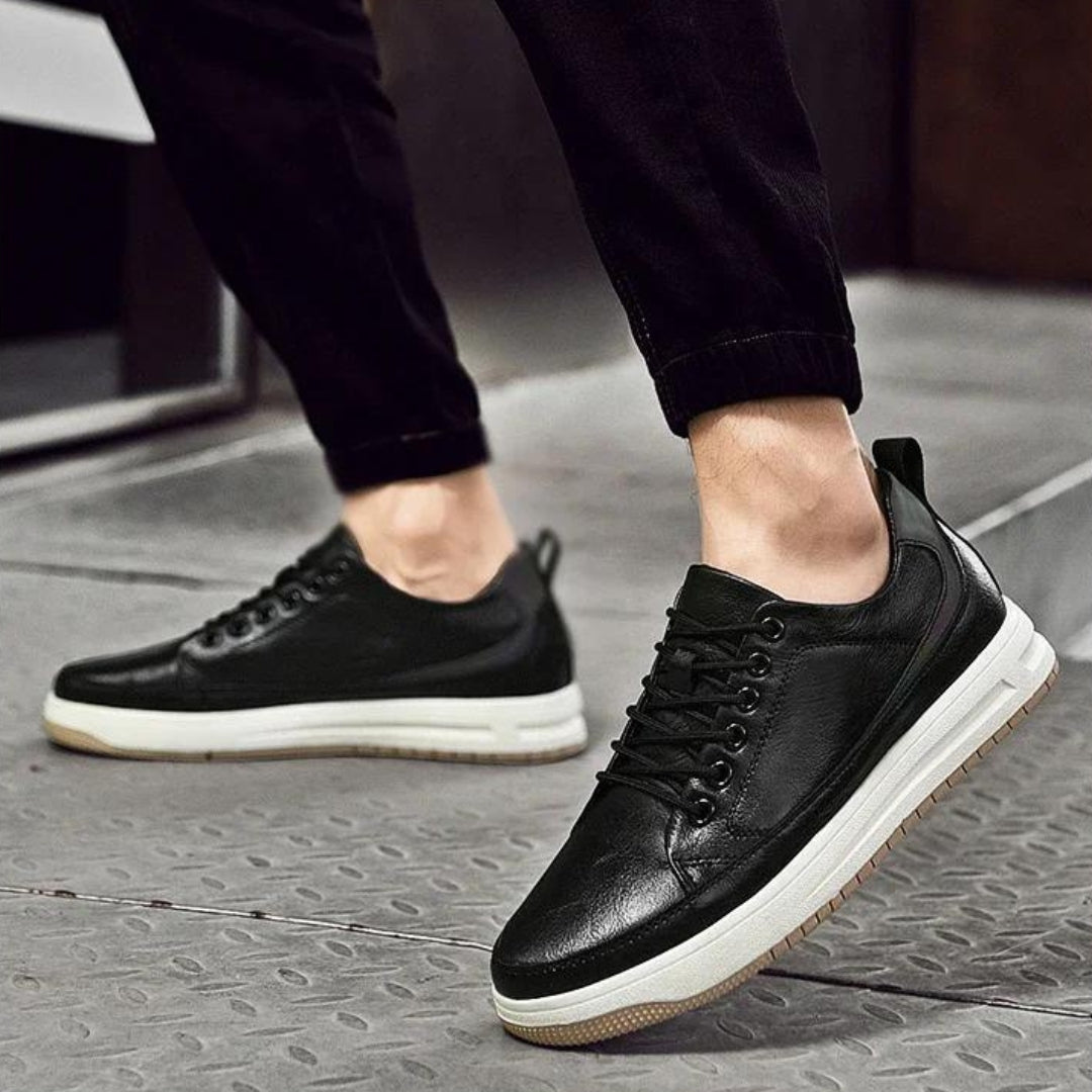 Miles | Covert Height-Boosting Leather Sneakers