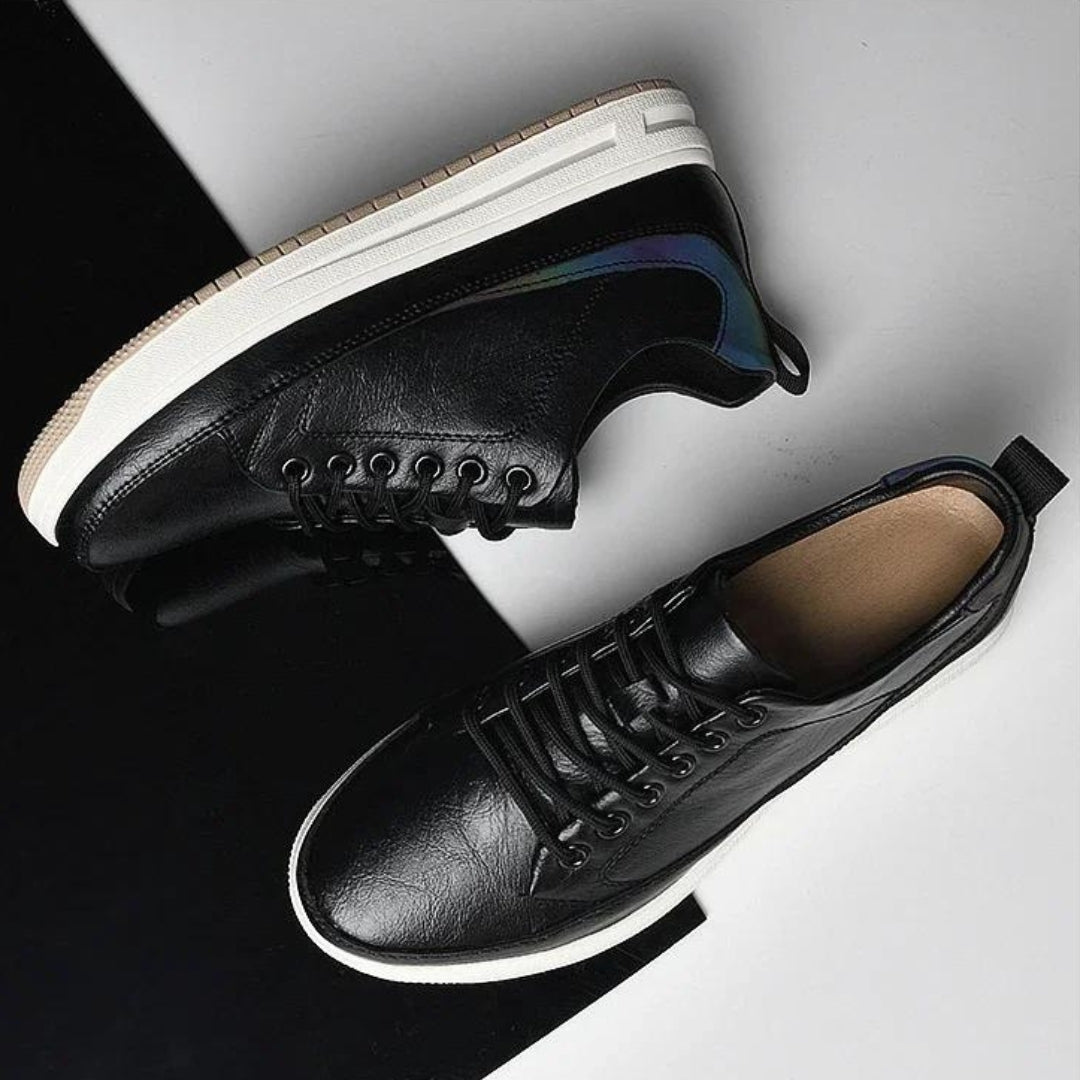 Miles | Covert Height-Boosting Leather Sneakers