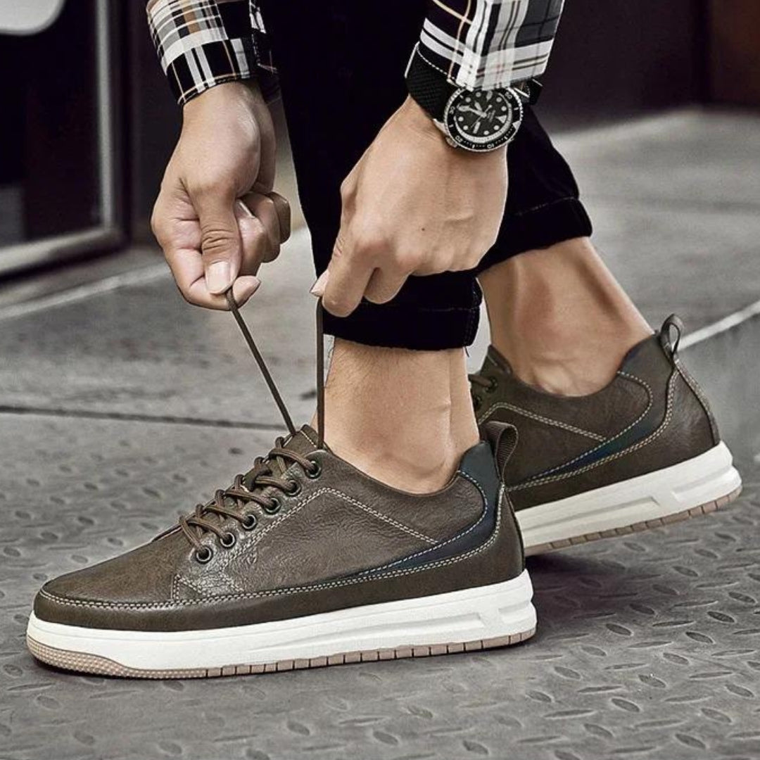 Miles | Covert Height-Boosting Leather Sneakers