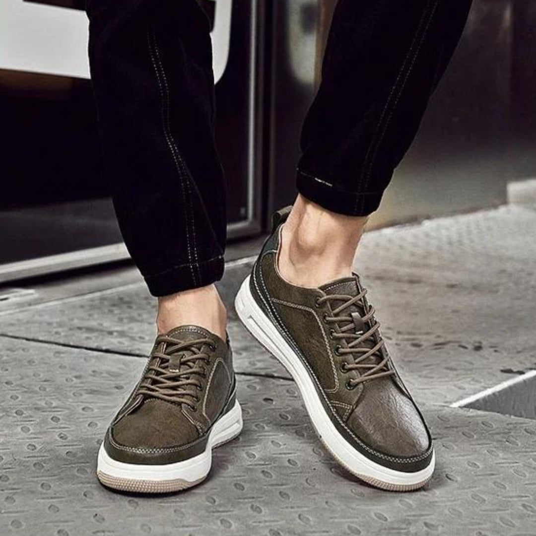 Miles | Covert Height-Boosting Leather Sneakers