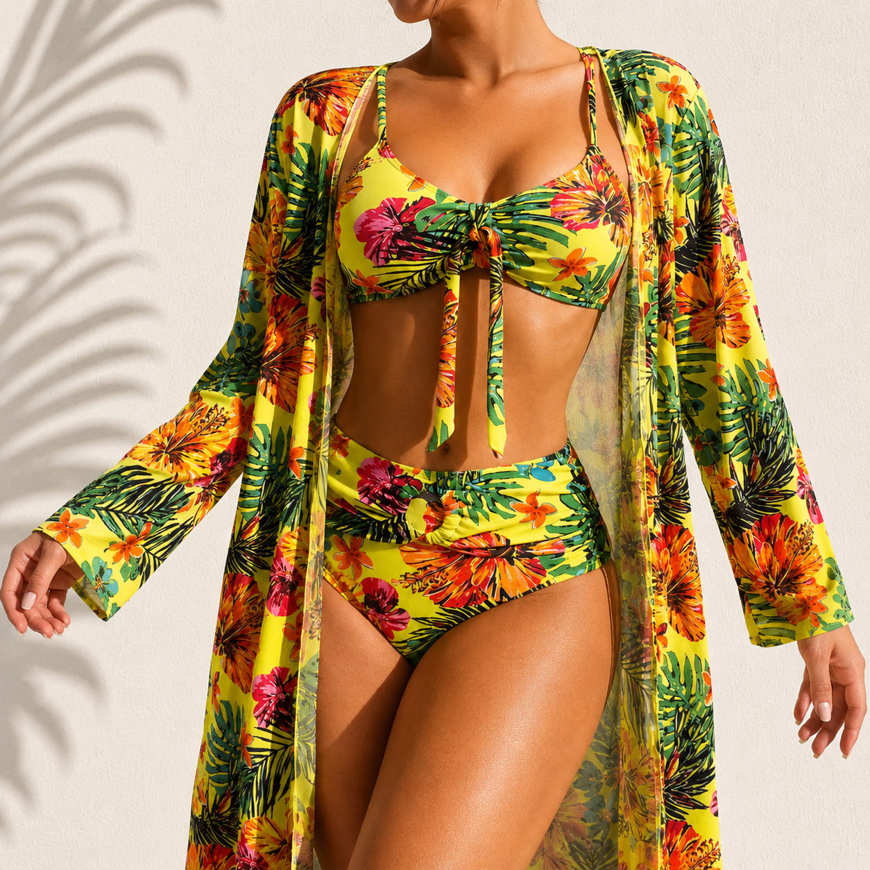 Sienna | Elegant Tropical 3-Piece Bikini