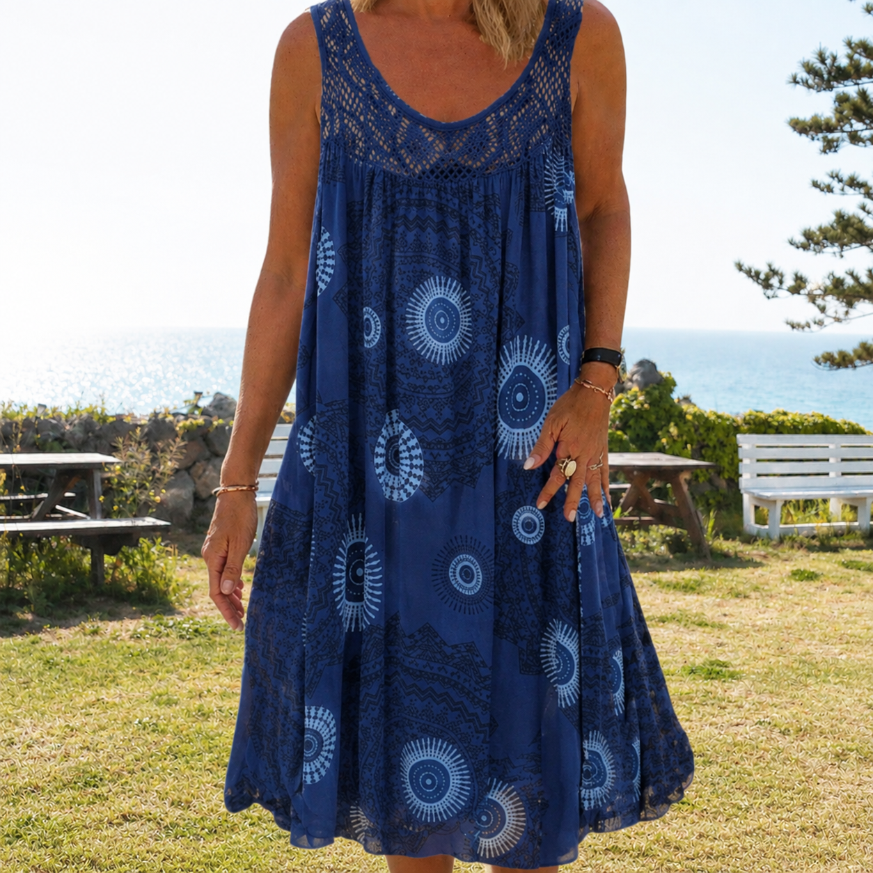 Delilah | Boho Sleeveless Midi Dress