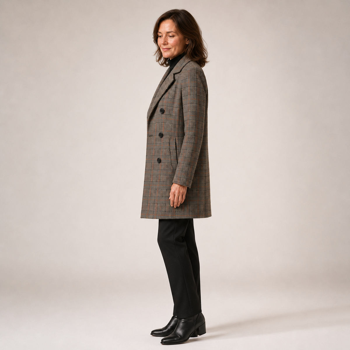 Denise | Checkered Double-Breasted Coat
