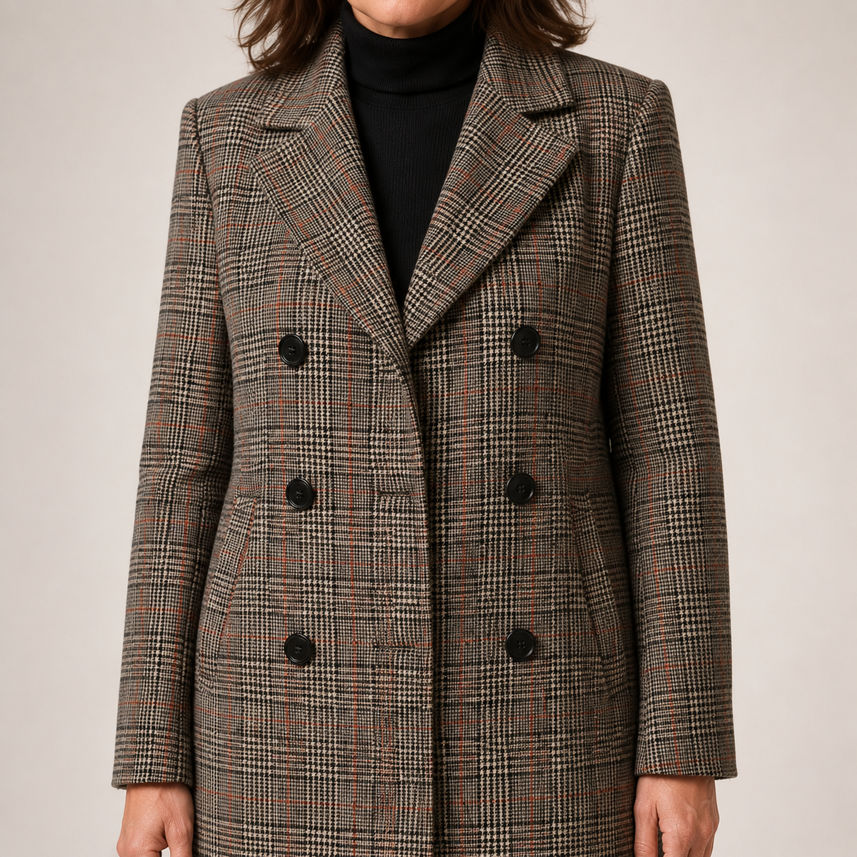 Denise | Checkered Double-Breasted Coat