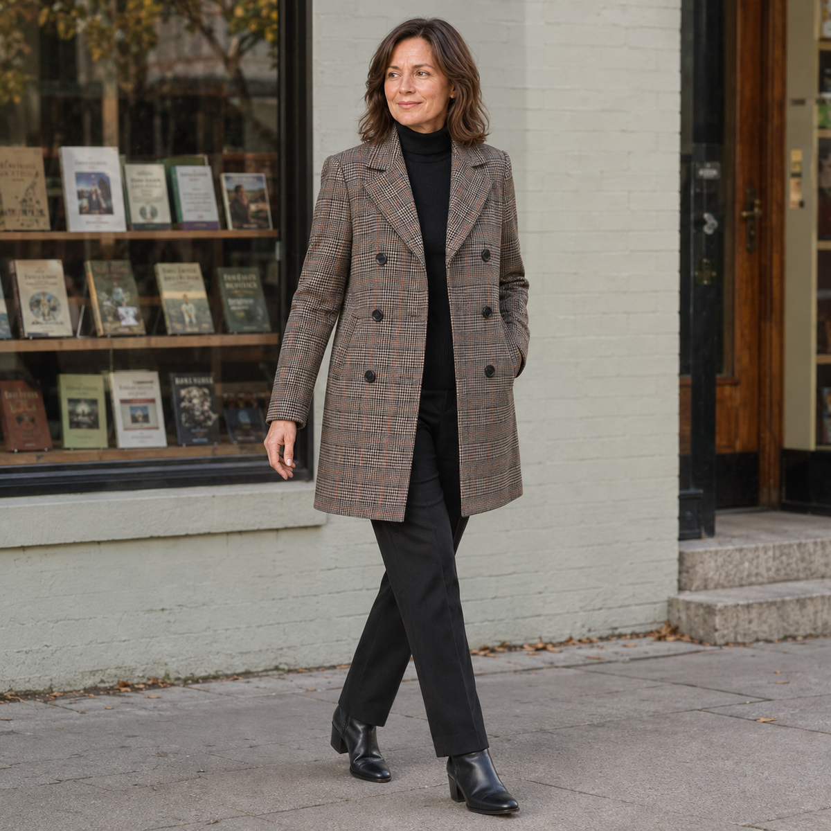 Denise | Checkered Double-Breasted Coat