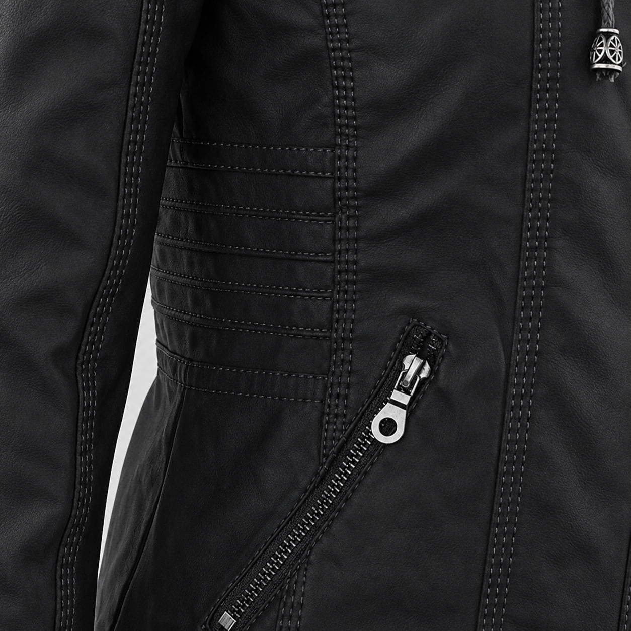 Diane | Hooded Leather Jacket