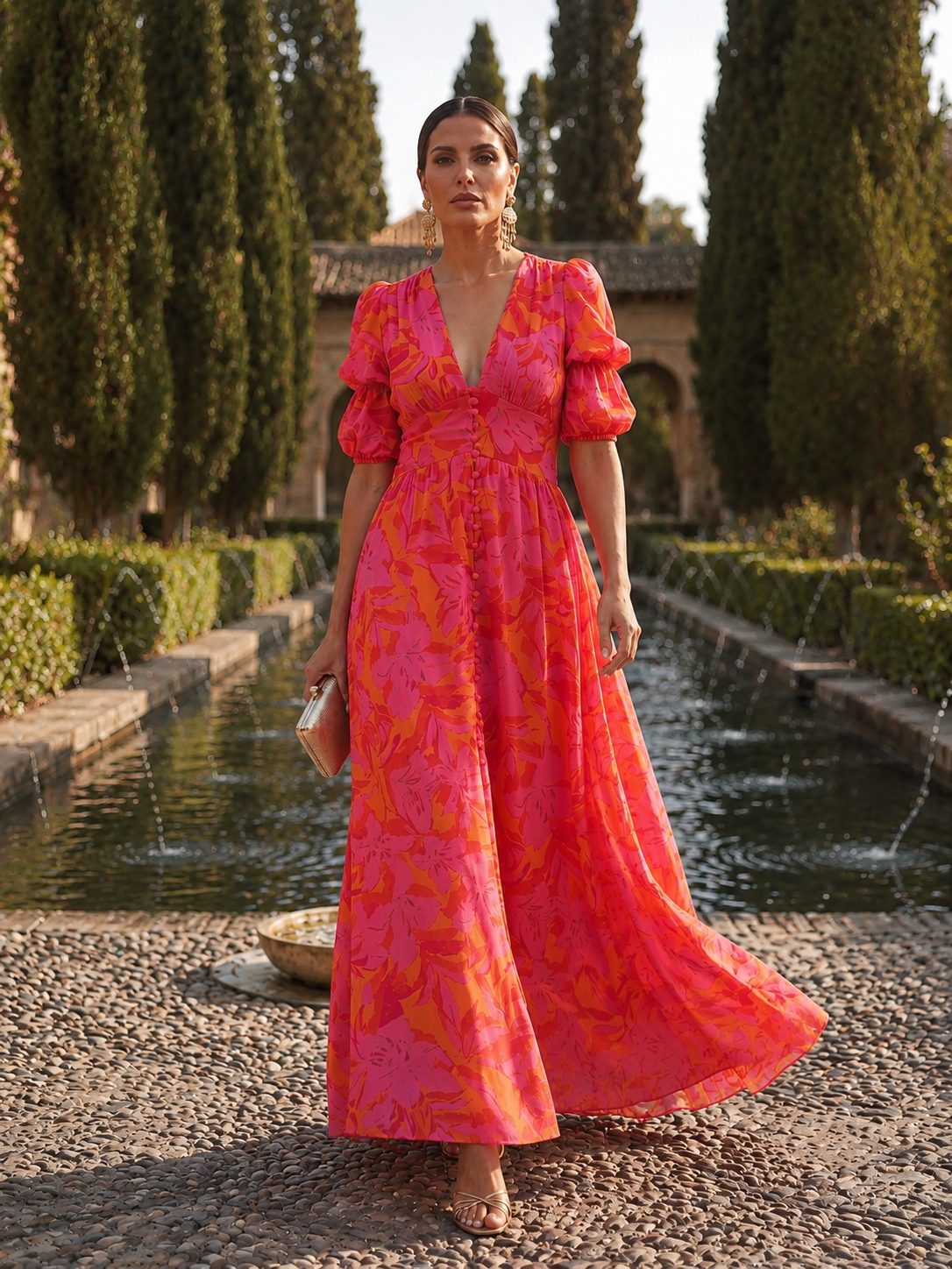 Eliana | Sunset Floral Maxi Dress