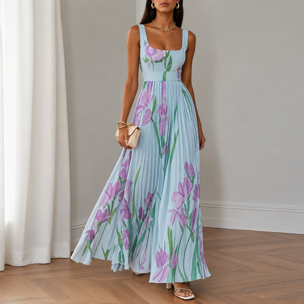 Elise | Floral A-Line Maxi Dress