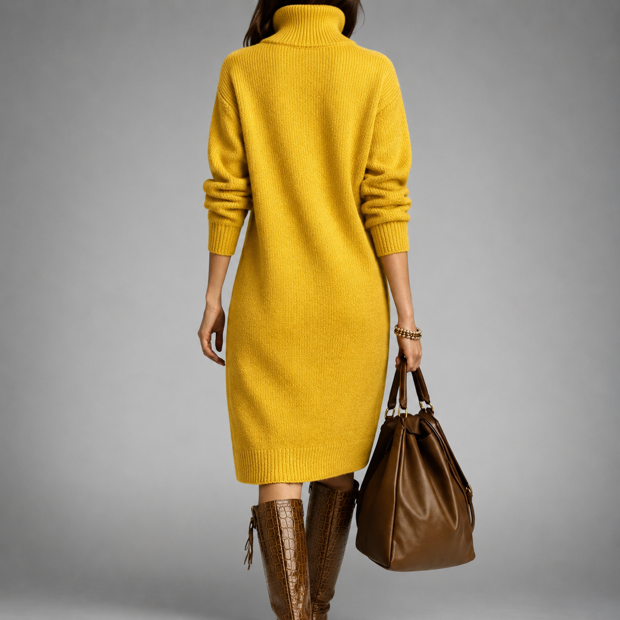 Elise™ | Cozy Button-Neck Sweater Dress