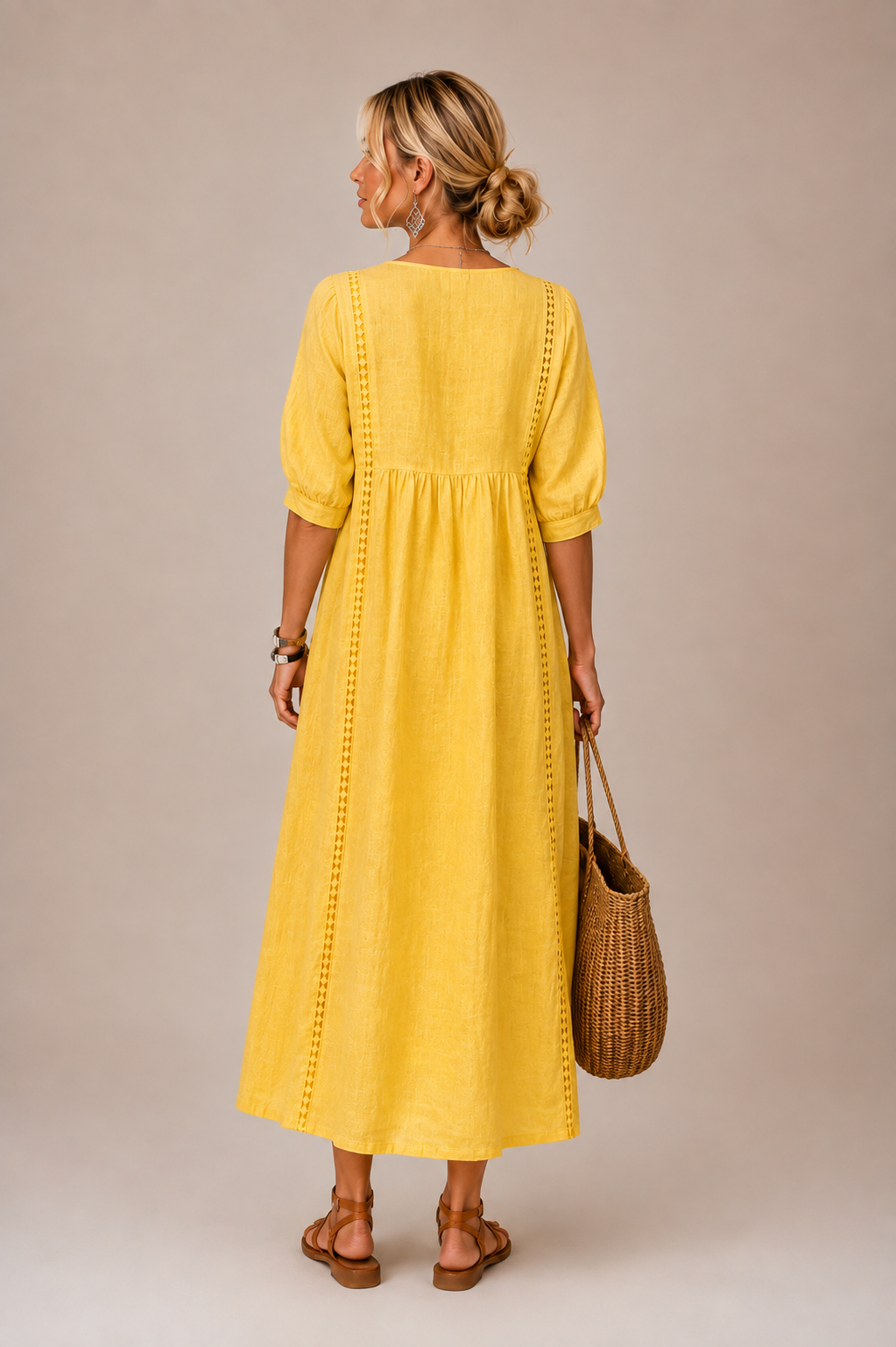 Elodie | Linen Blend Midi Dress