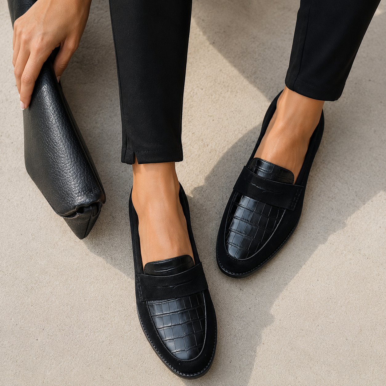 Gina | Croc Detail Comfort Loafers