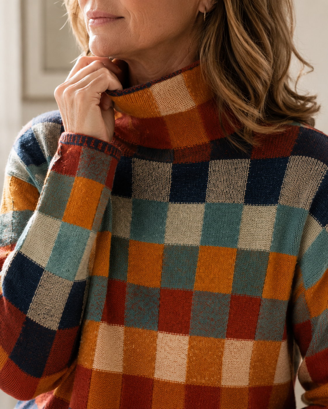 Gloria™ | Colorful Plaid Turtleneck Sweater