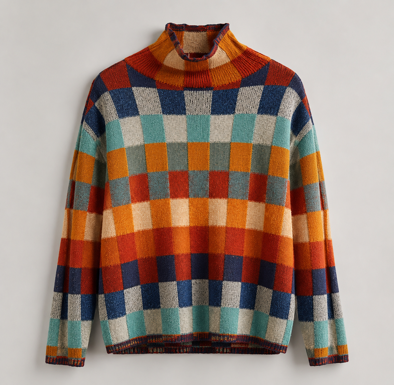 Gloria™ | Colorful Plaid Turtleneck Sweater