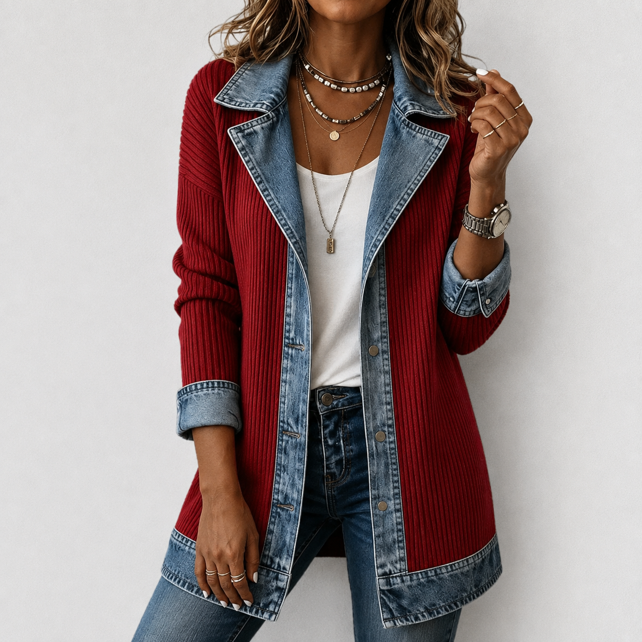 Kristen | Denim Knit Jacket