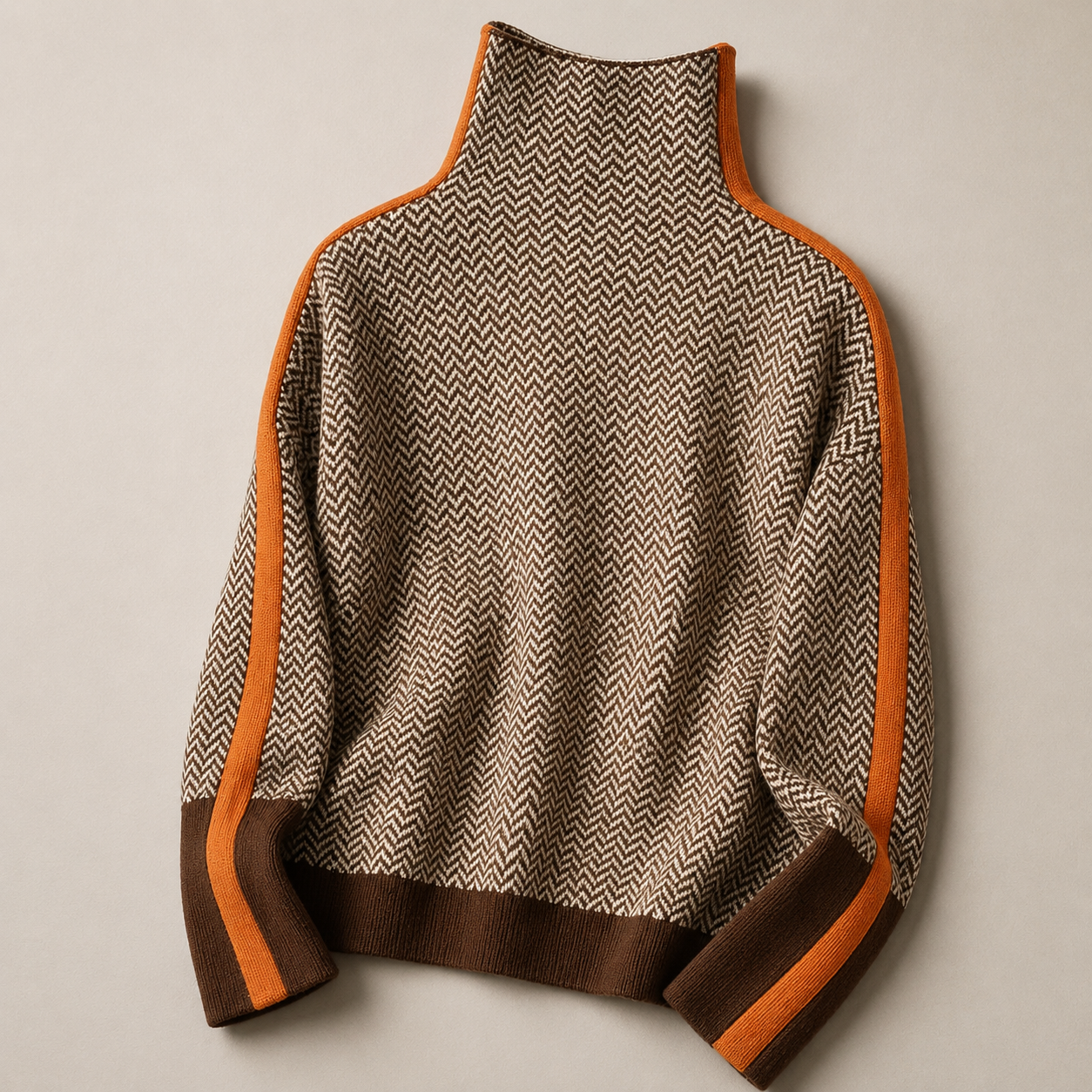 Sandra | High-Neck Contrast Sweater