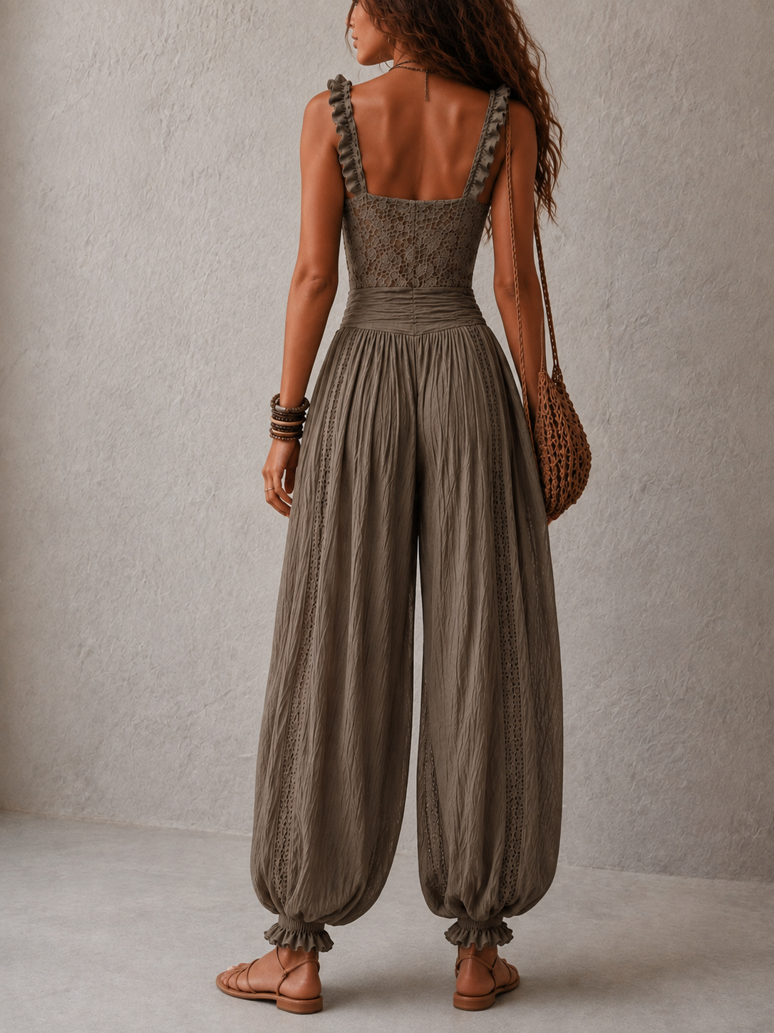 Selene | Lace Bodice & Harem Pants Set
