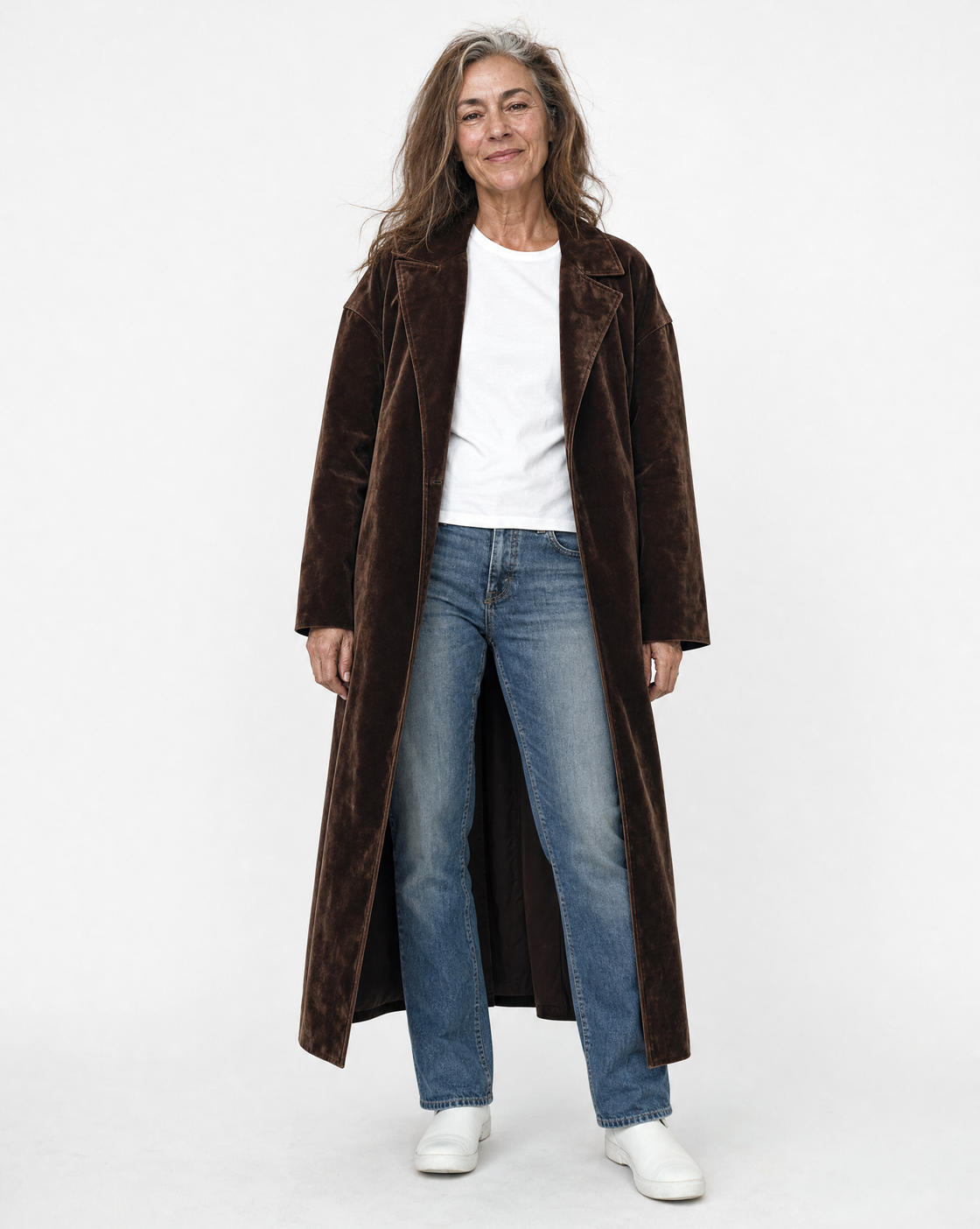 Corinne | Long Velvet Trench Coat