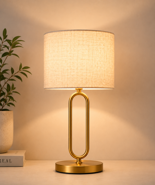 Elegant Gold Iron U-Shaped Table Lamp for Home Décor