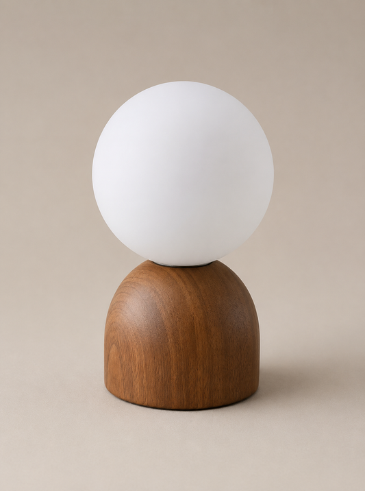 Walnut Globe | Elegant Retro Solid Wood Bedside Table Lamp