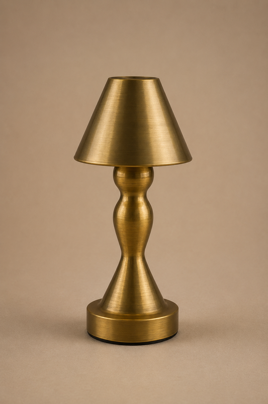 BrassElegance | Vintage Cordless USB Rechargeable Table Lamp for Living Room