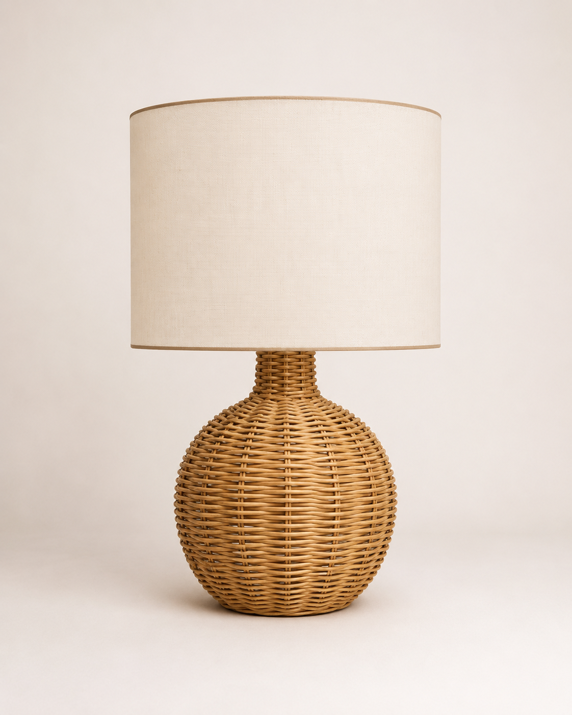 Elegant Handwoven Mid-Century Bedside Table Lamp