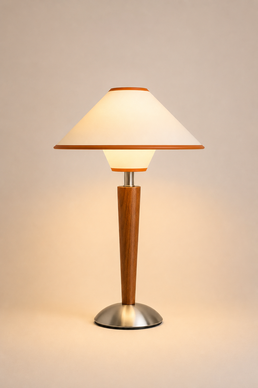 TimberGlow | Elegant Rustic Solid Wood Bedside Table Lamp for Cozy Lighting