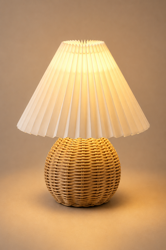 RattanGlow | Elegant Vintage Mini Table Lamp for Cozy Bedside Spaces