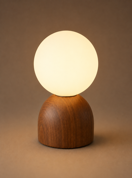 Walnut Globe | Elegant Retro Solid Wood Bedside Table Lamp