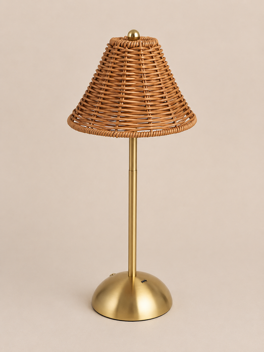 Elegant Dimmable Cordless Rattan Table Lamp