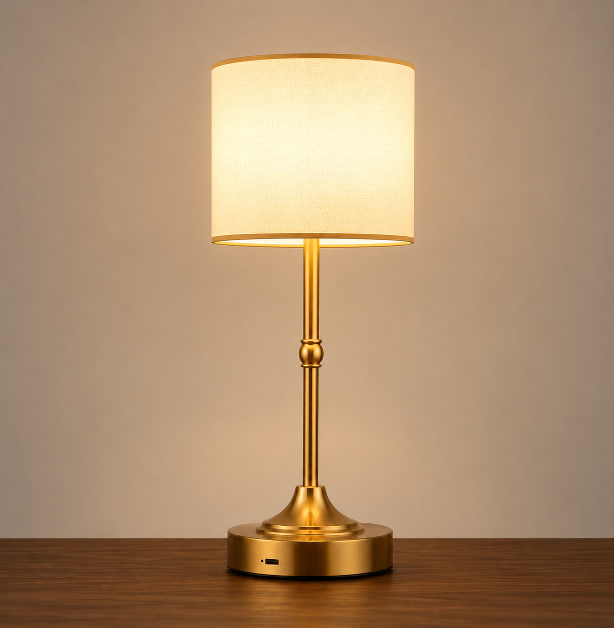 Elegant Cordless Fabric Touch Table Lamp with Dimming Features