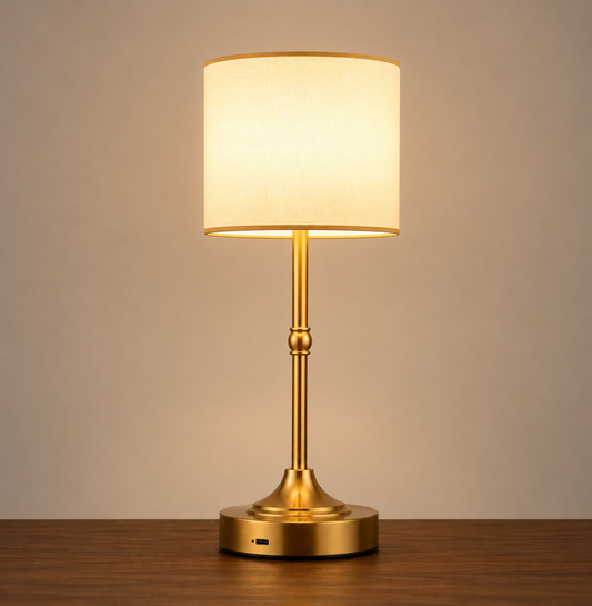 Elegant Cordless Fabric Touch Table Lamp with Dimming Features