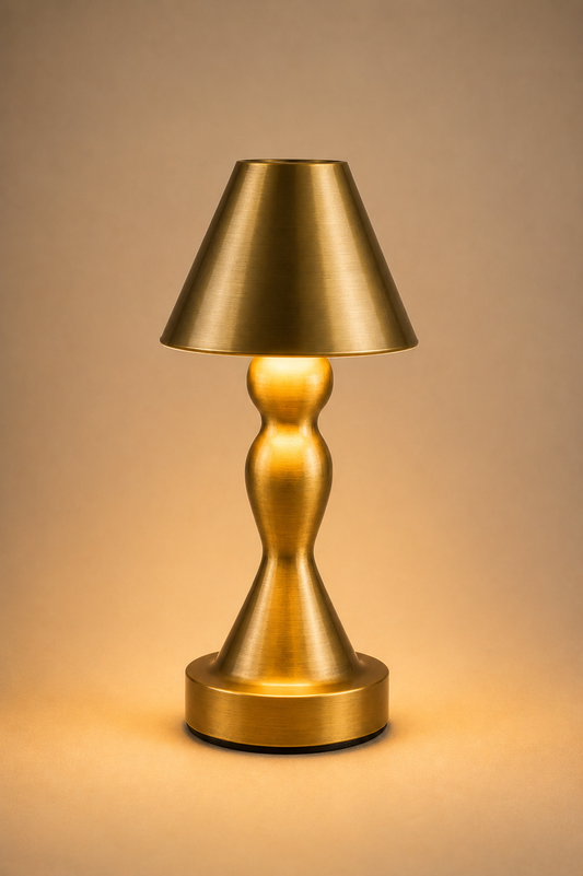 BrassElegance | Vintage Cordless USB Rechargeable Table Lamp for Living Room