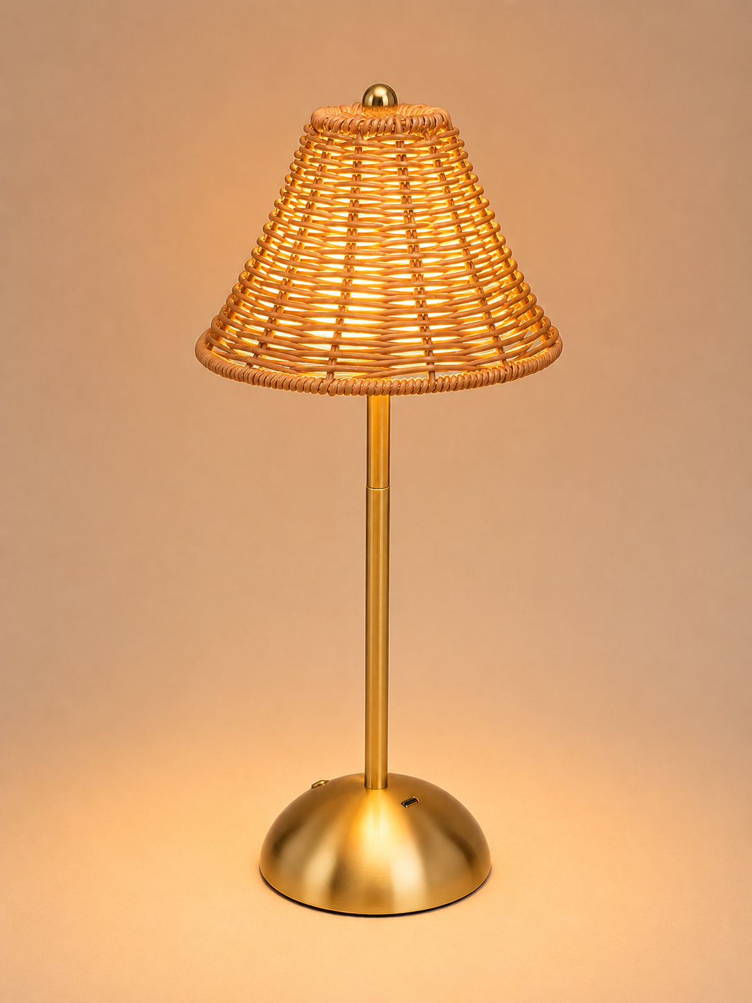 Elegant Dimmable Cordless Rattan Table Lamp