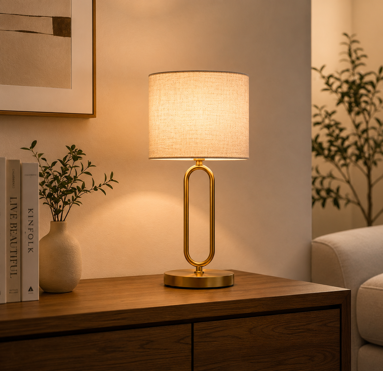 Elegant Gold Iron U-Shaped Table Lamp for Home Décor
