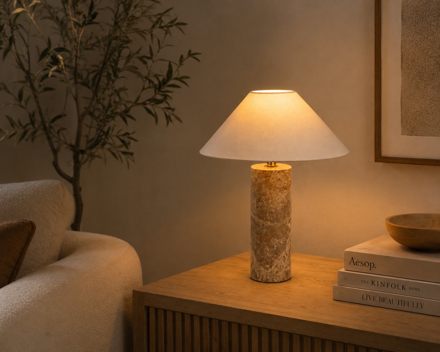 MarbleGlow | Elegant Modern Bedside Table Lamp for Living Room