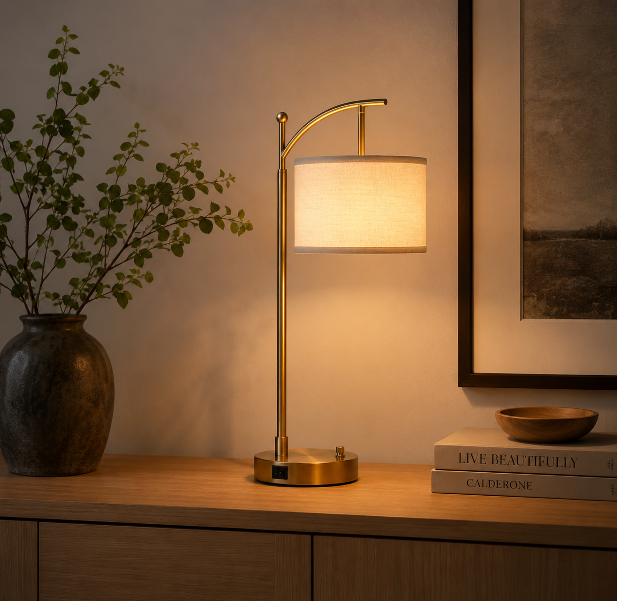 Elegant Natural Fabric Drum Floor Lamp Shade