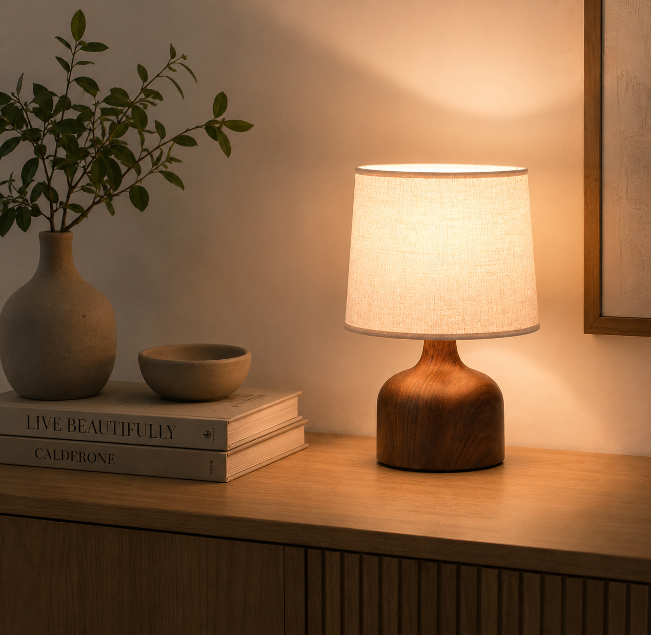 Elegant Retro Iron Wood Grain Bedside Lamp