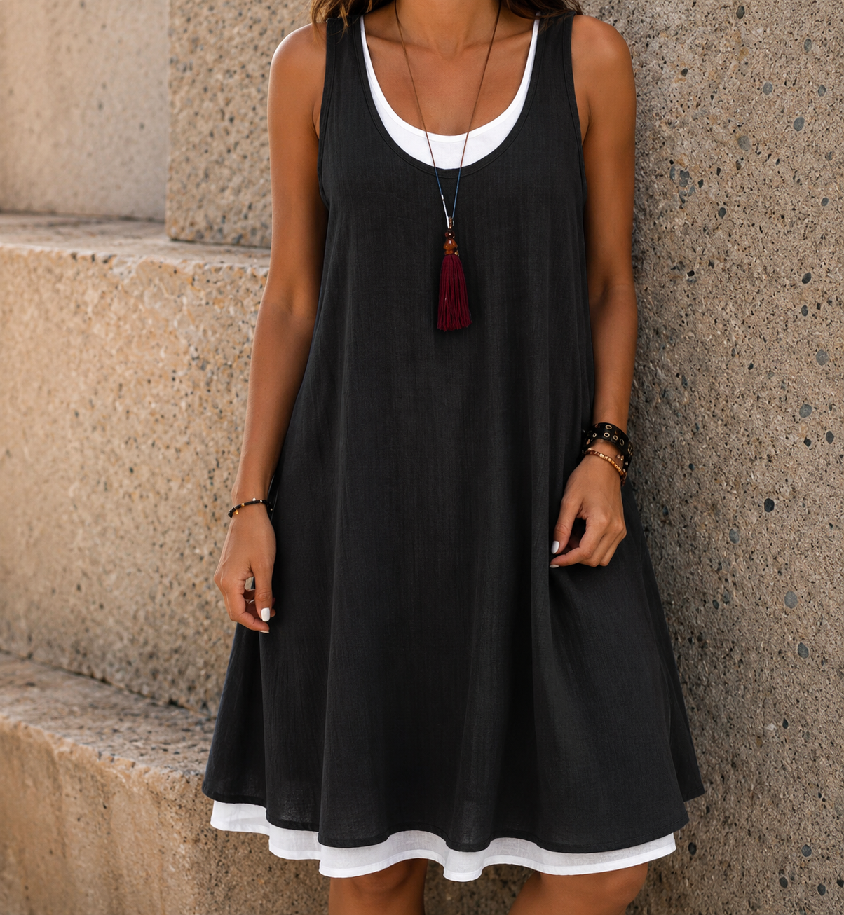 Claire | Layered Linen Summer Dress