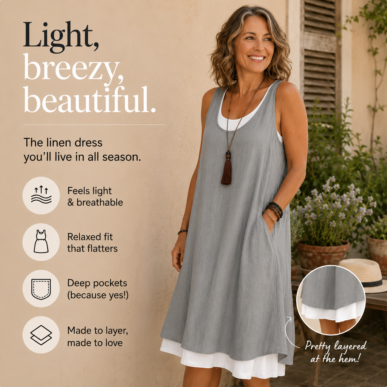 Claire | Layered Linen Summer Dress