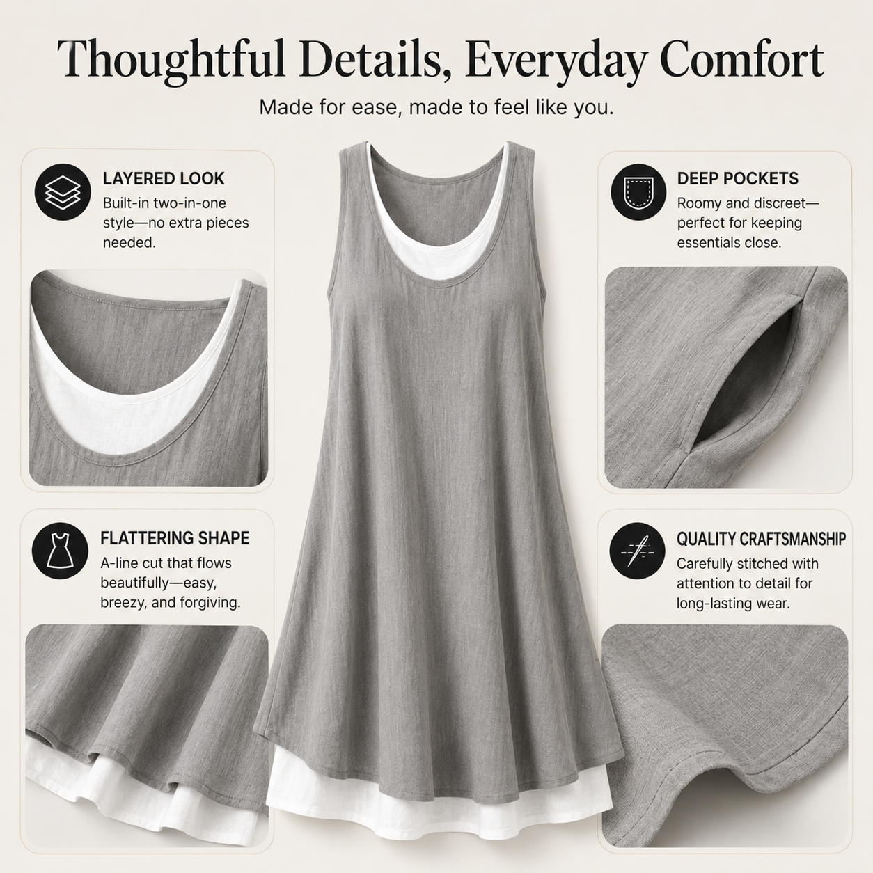 Claire | Layered Linen Summer Dress