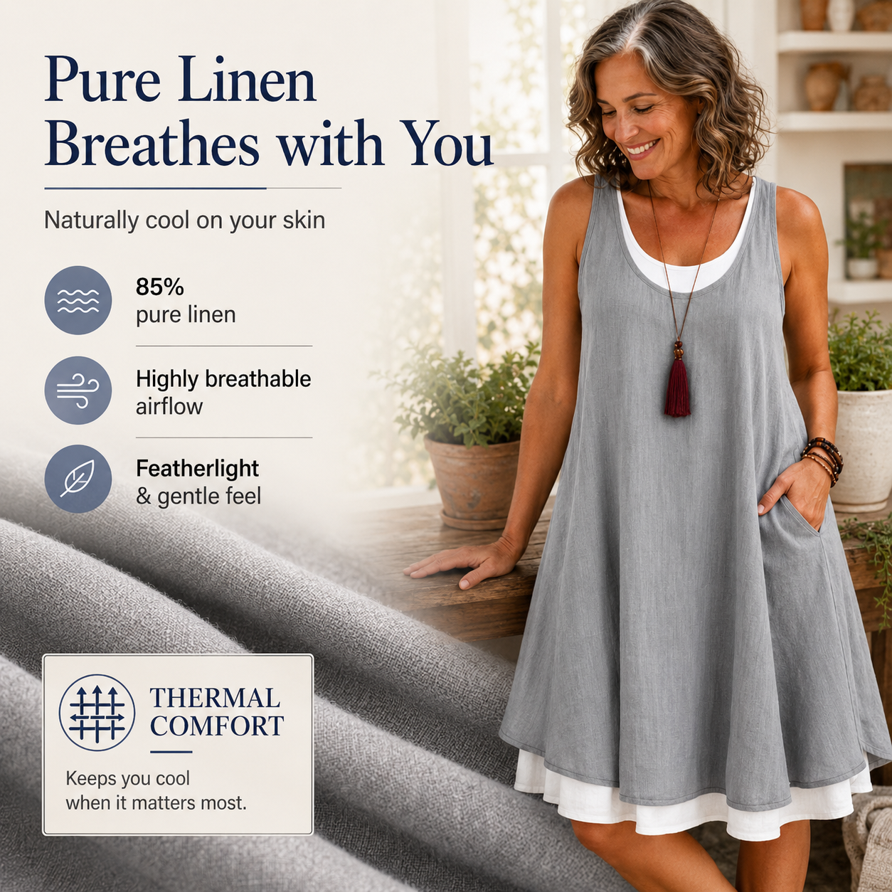 Claire | Layered Linen Summer Dress