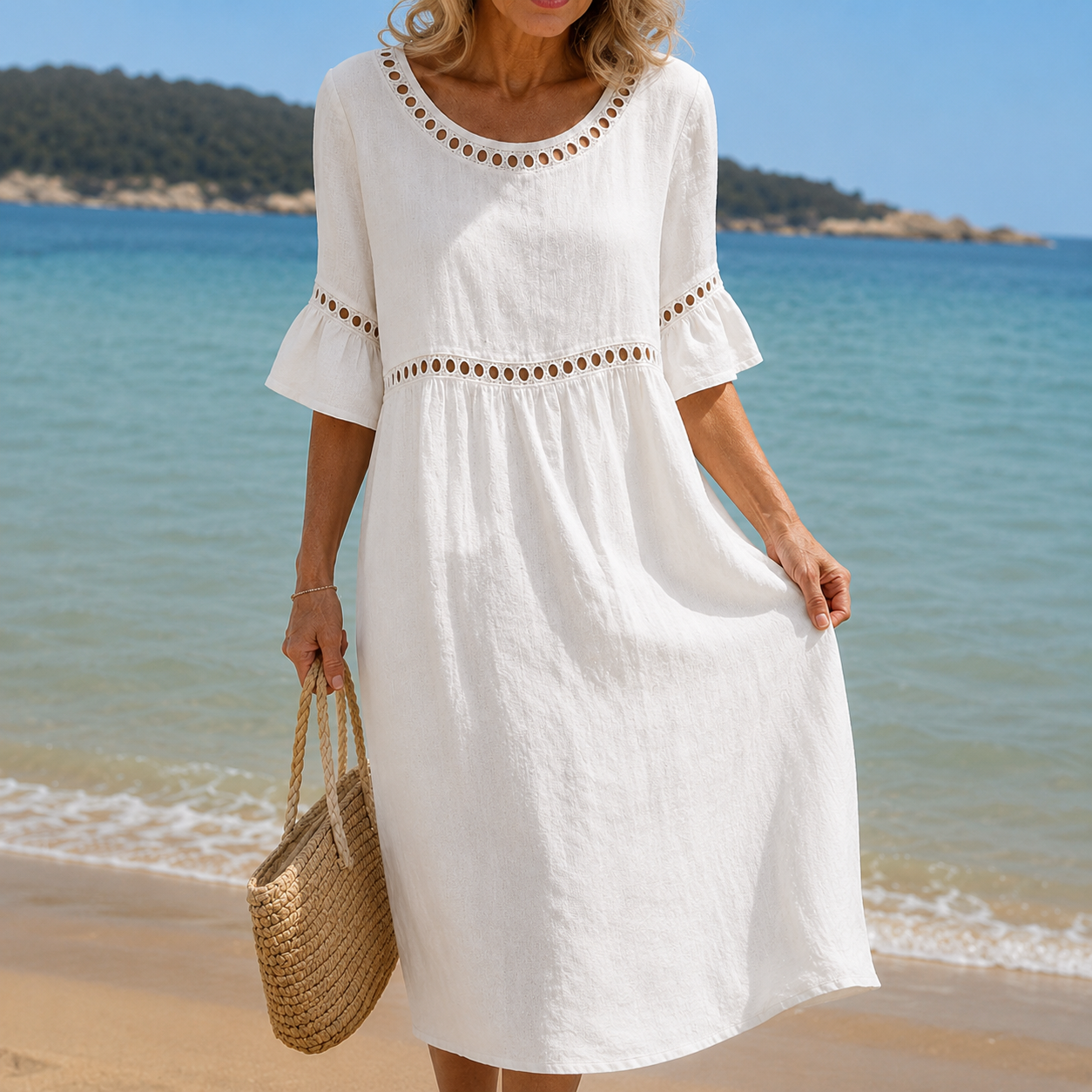 Elena | Flowy Linen Maxi Dress